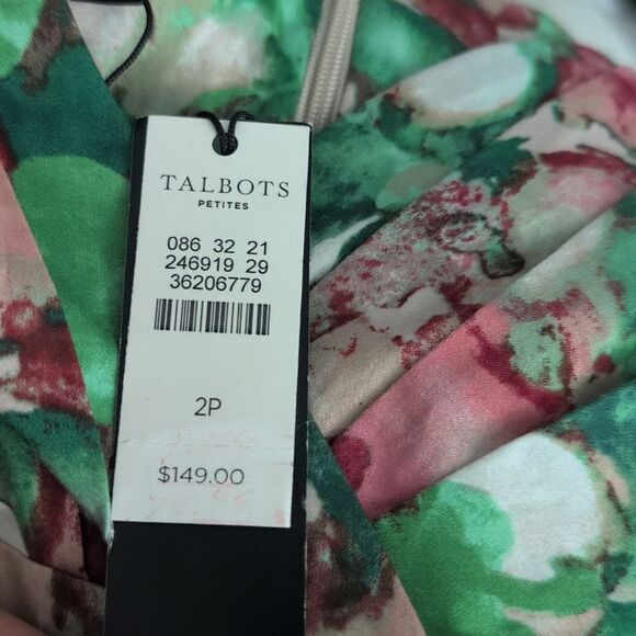 TALBOTS watercolor floral tie back sheath dress NWT Women's Size 2 Petite - Picture 7 of 12